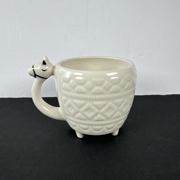 Llama Coffee Mug‎ Cup Opalhouse Cream White Gold Accents Textured - Picture 1 of 9